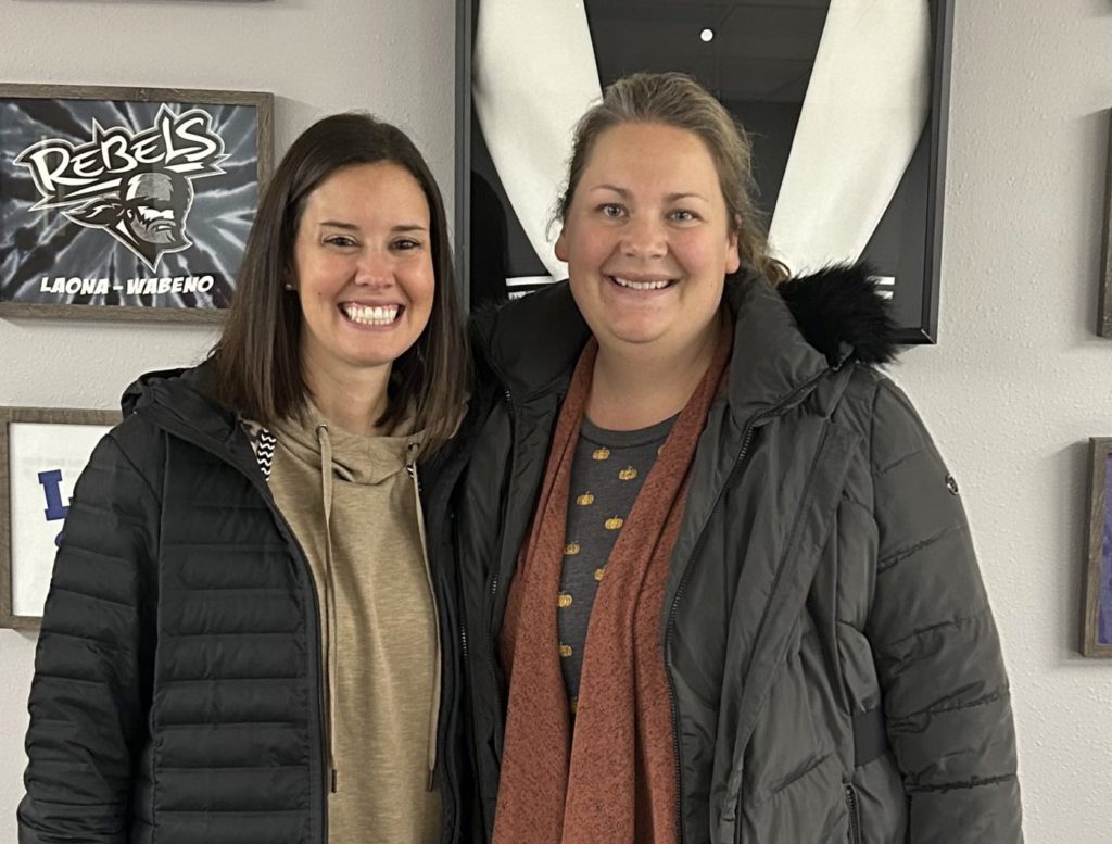 Two CESA 8 Teachers of the Visually Impaired in their warm coats.